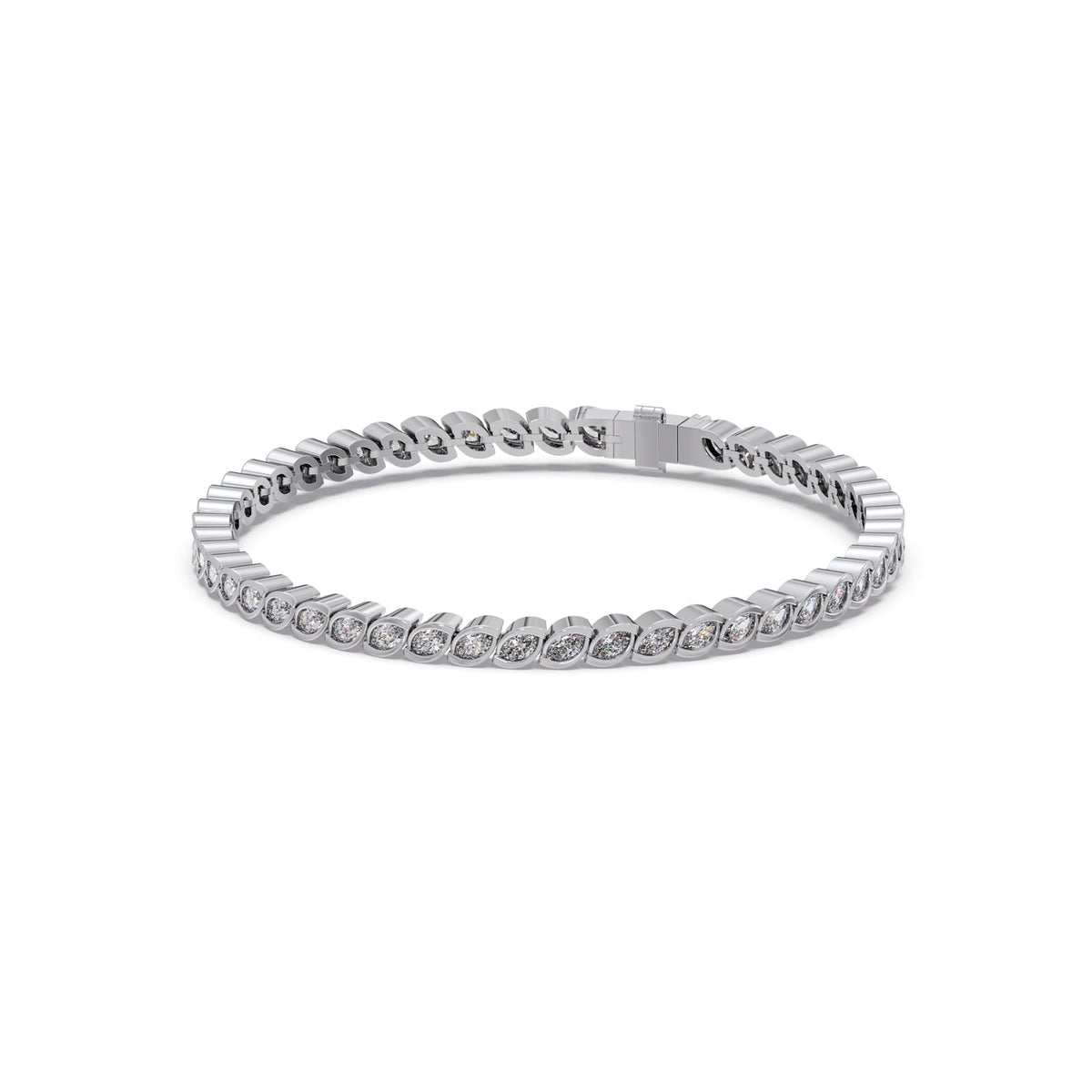 3.33 ct Bezel Marquise Diamond Tennis Bracelet