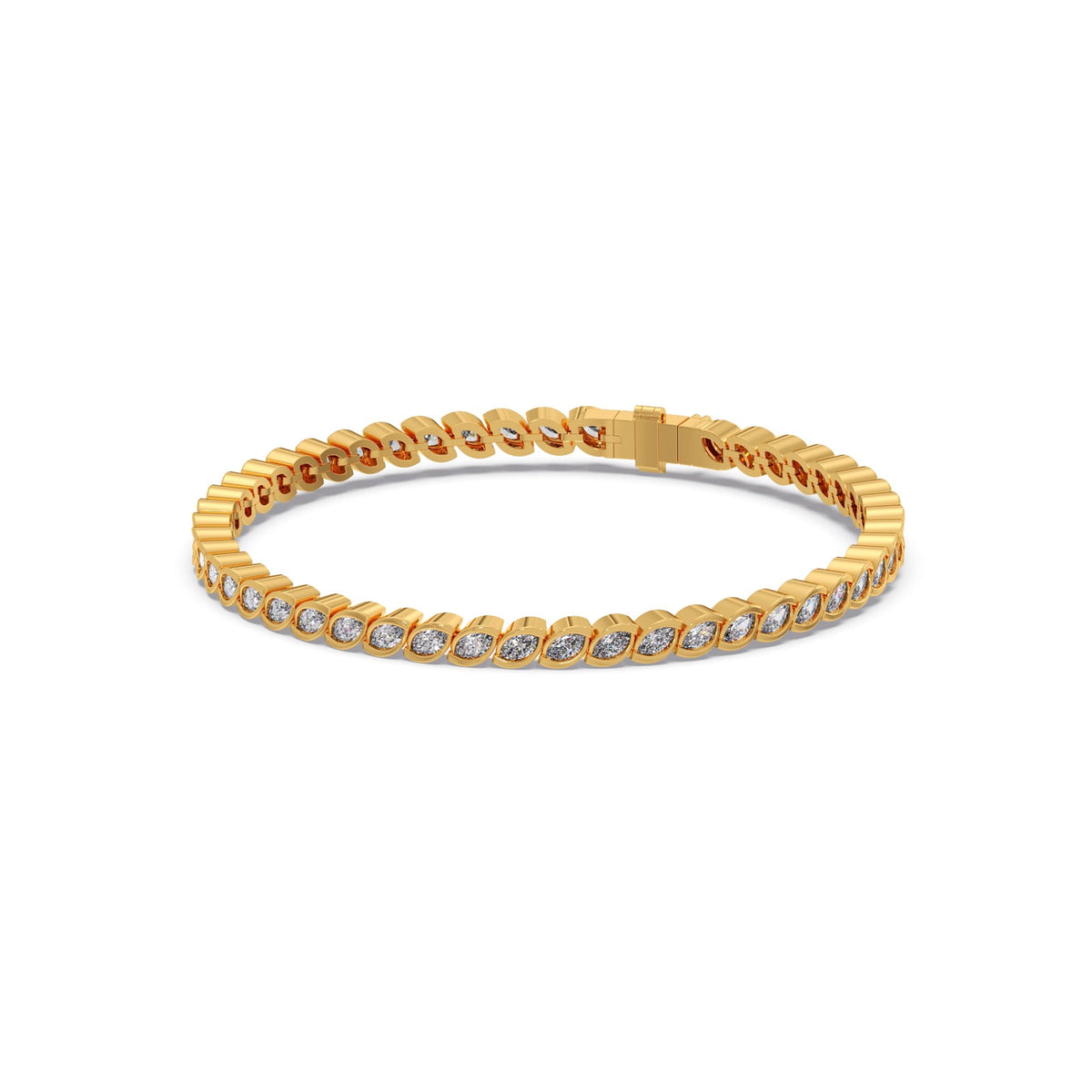 3.33 ct Bezel Marquise Diamond Tennis Bracelet
