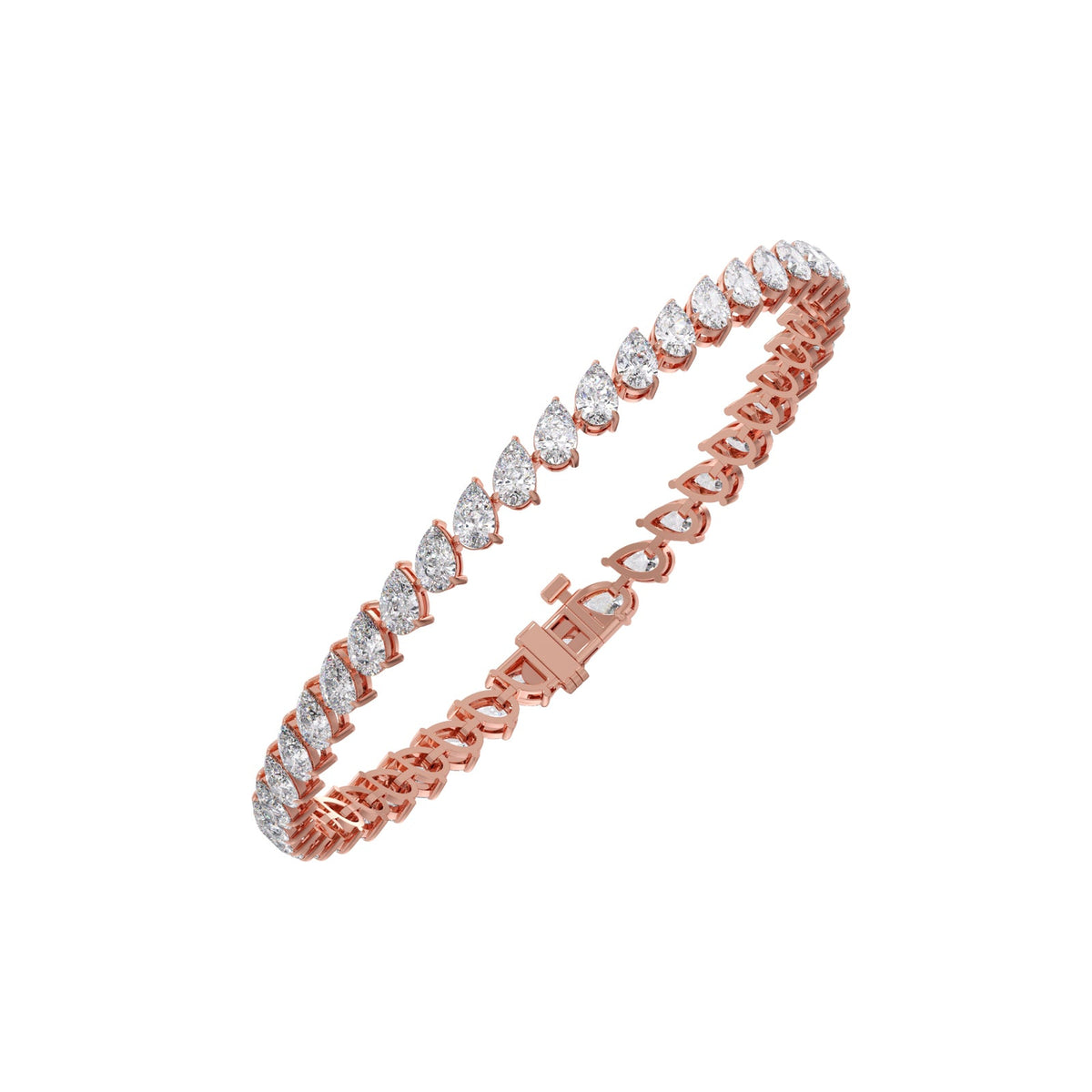 7.18 ct Tilted Pear Diamond Tennis Bracelet