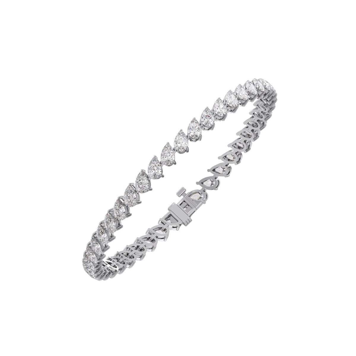 7.18 ct Tilted Pear Diamond Tennis Bracelet