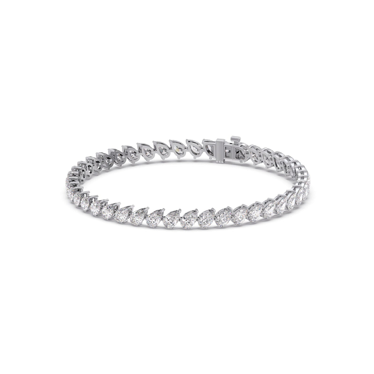 7.18 ct Tilted Pear Diamond Tennis Bracelet