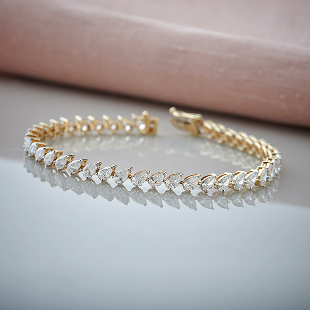 7.18 ct Tilted Pear Diamond Tennis Bracelet
