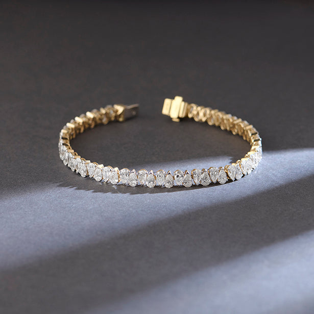 9.9 ct Dewdrop Pear Diamond Tennis Bracelet