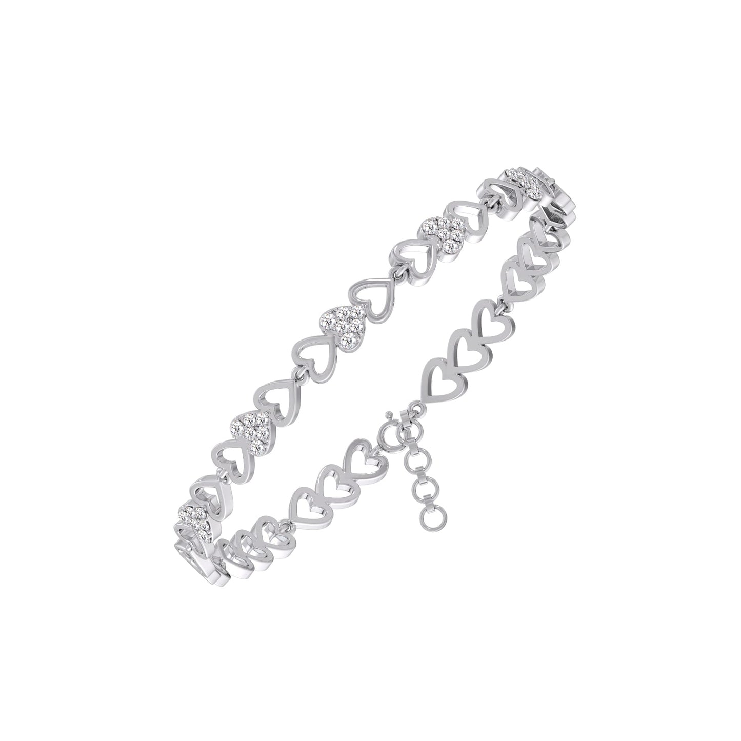 Heart Line Diamond Tennis Bracelet