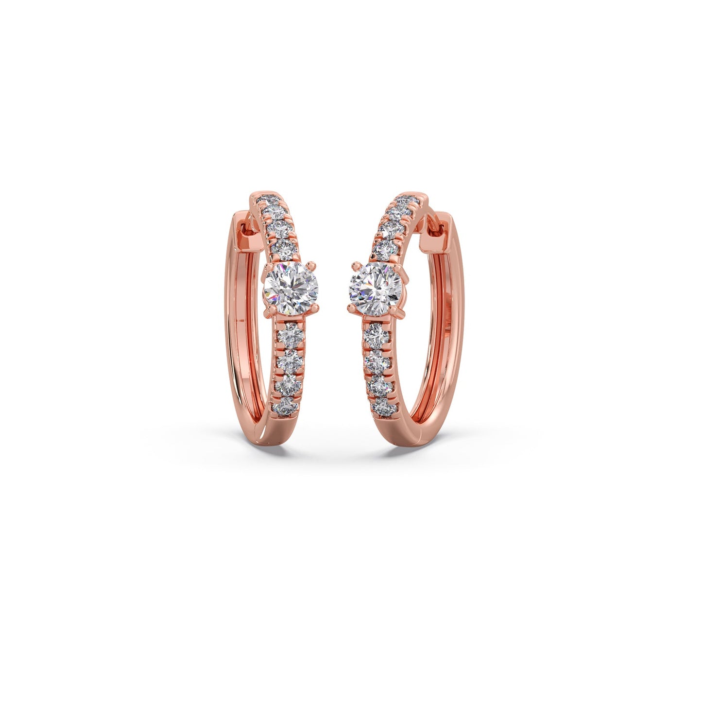 Classic pave diamond huggie hoops