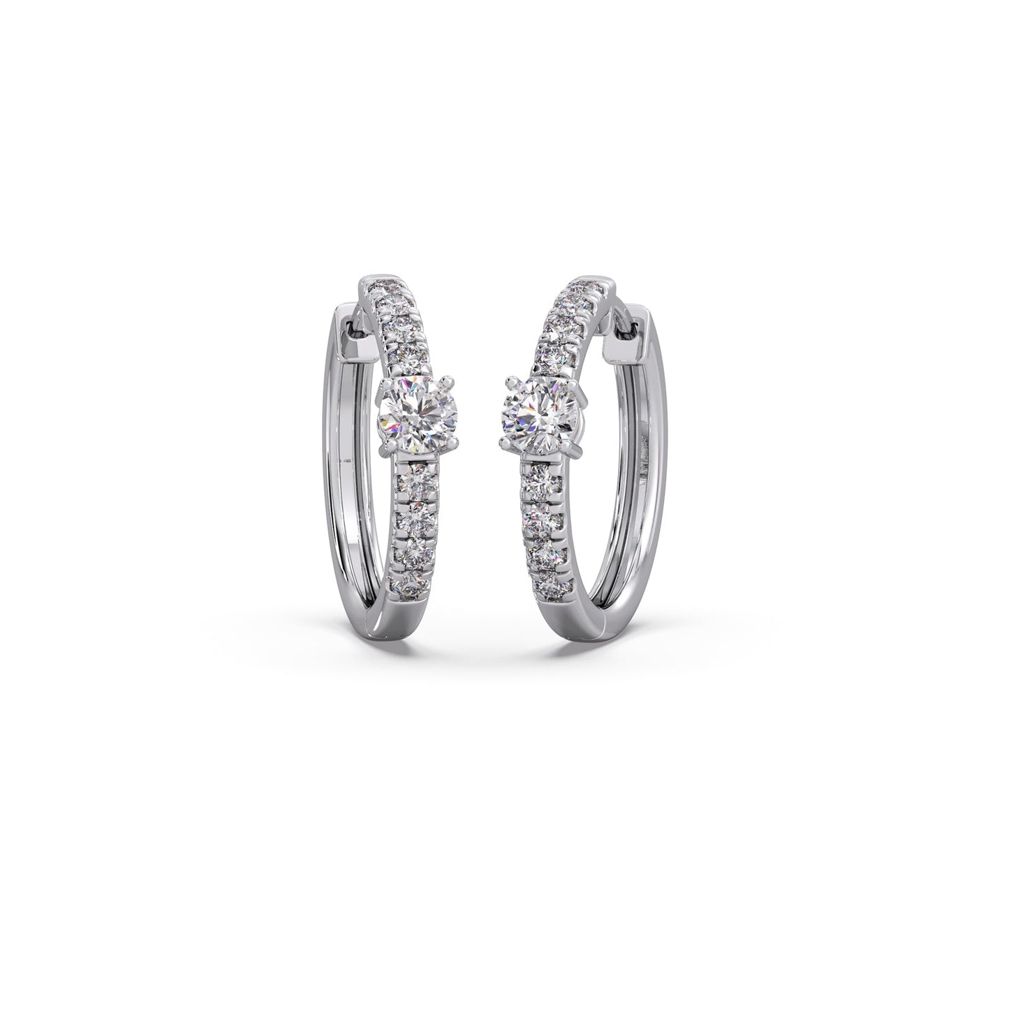 Classic pave diamond huggie hoops