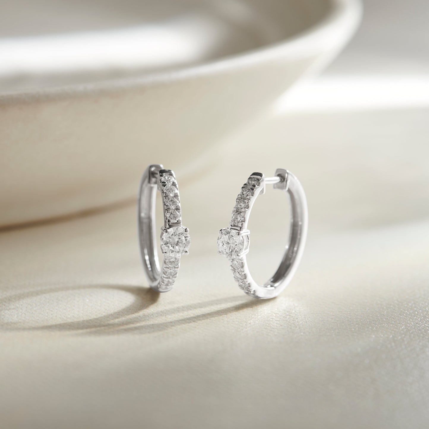 Classic pave diamond huggie hoops