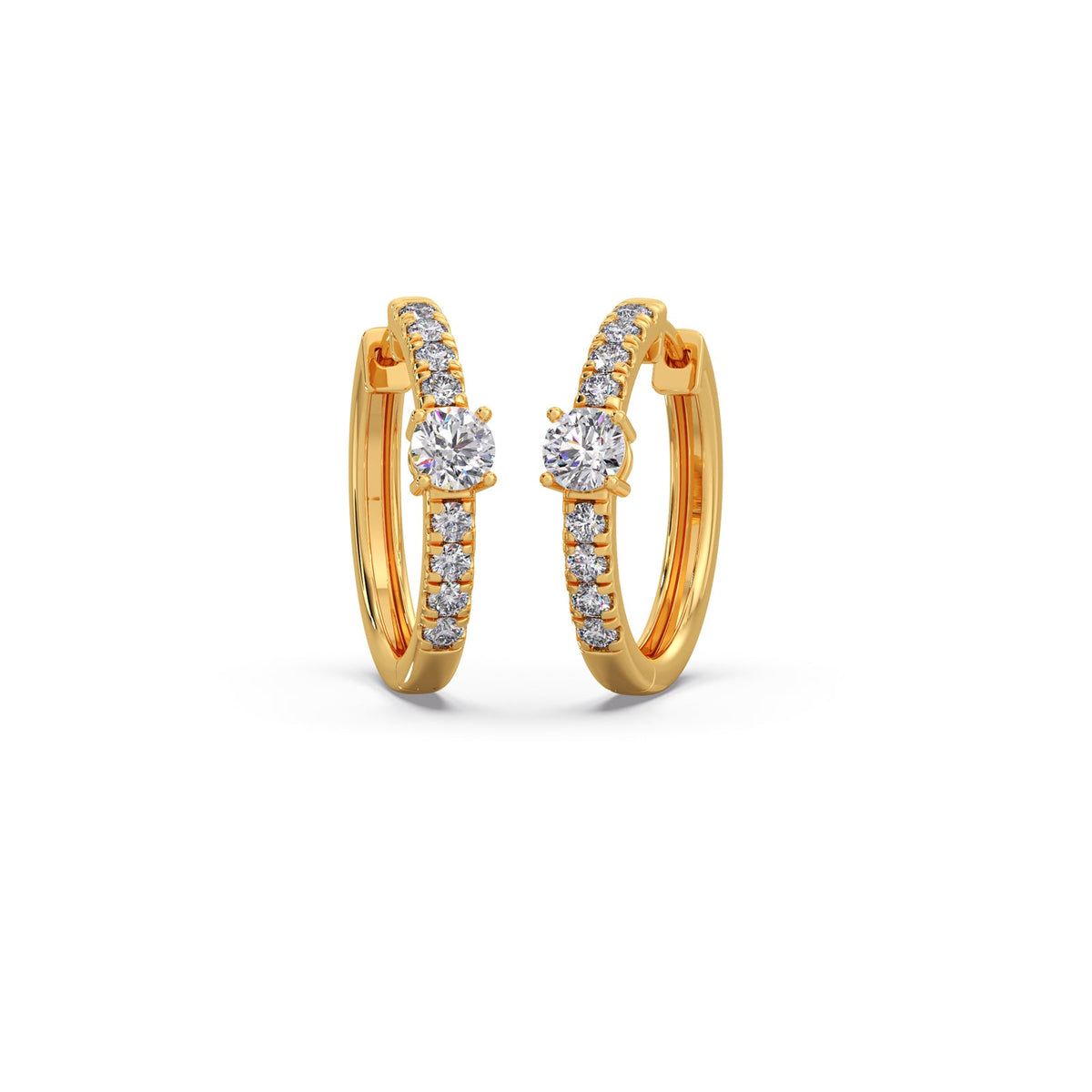 Classic pave diamond huggie hoops