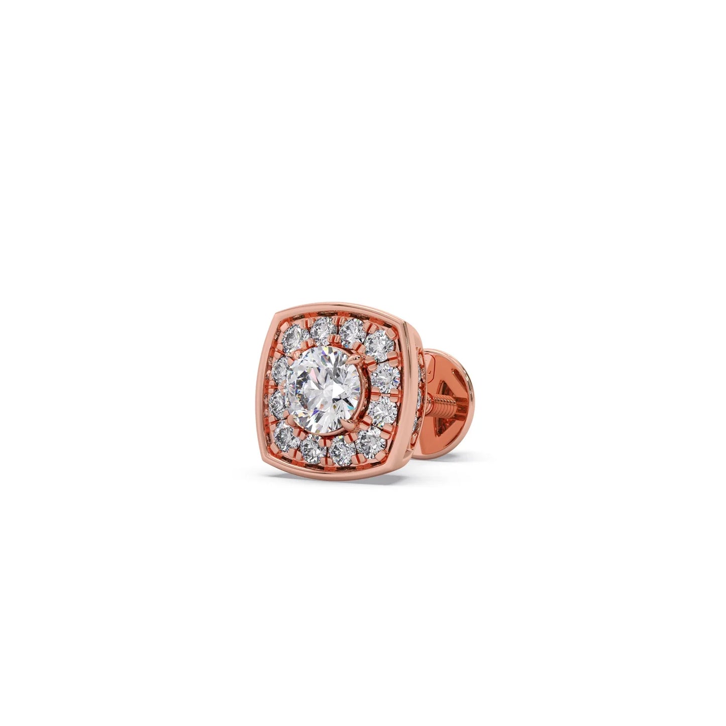 Halo Diamond Square Stud Earrings