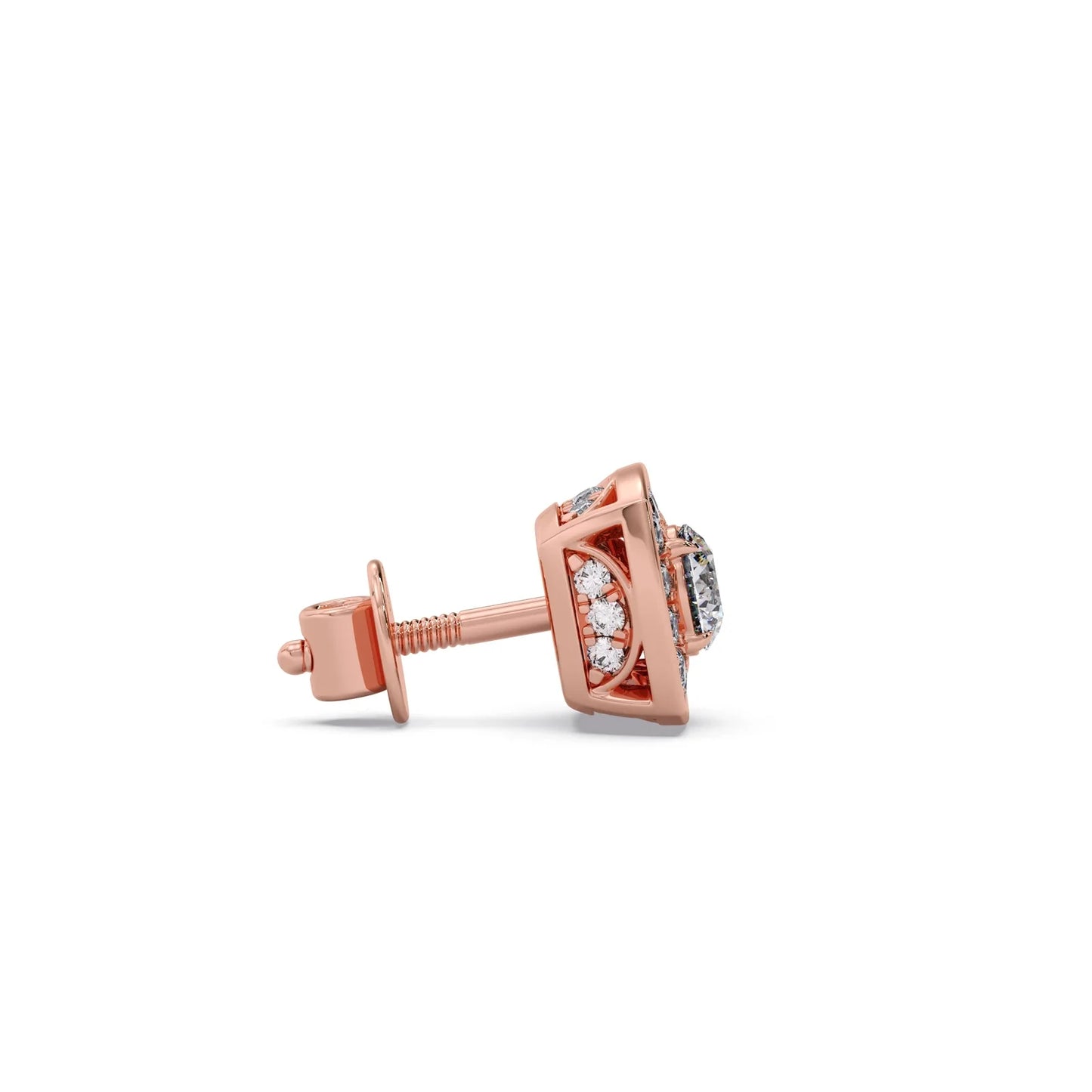 Halo Diamond Square Stud Earrings