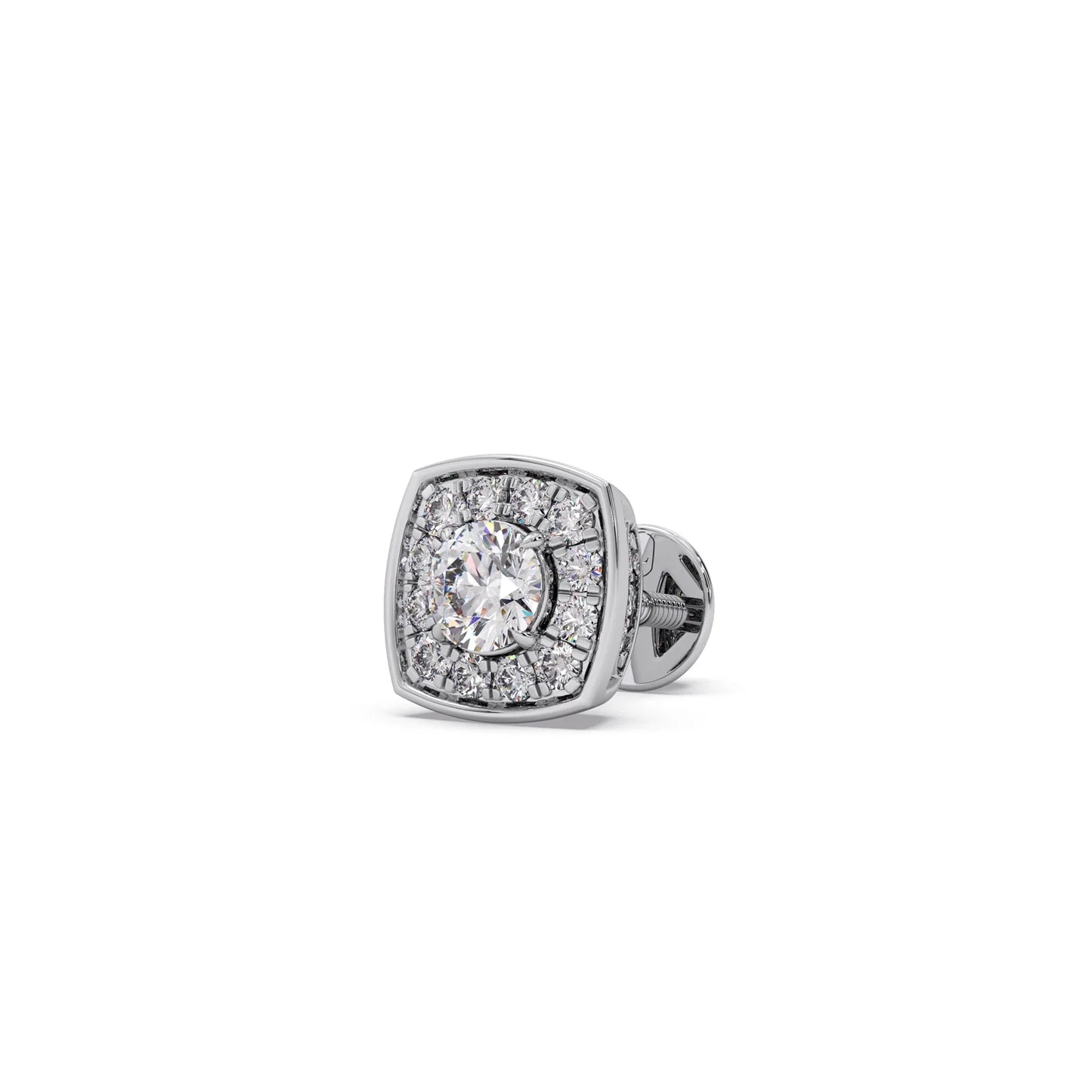 Halo Diamond Square Stud Earrings
