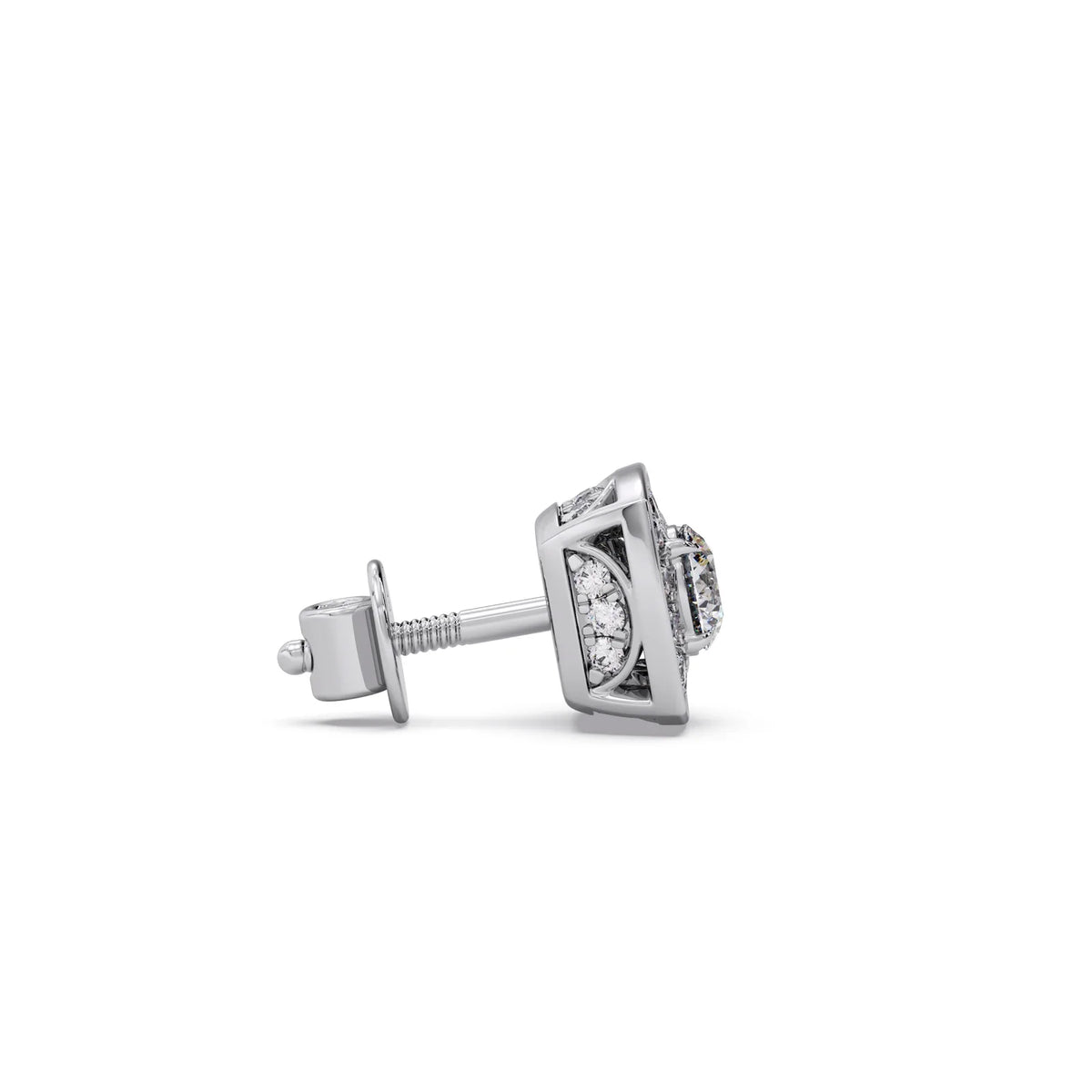 Halo Diamond Square Stud Earrings