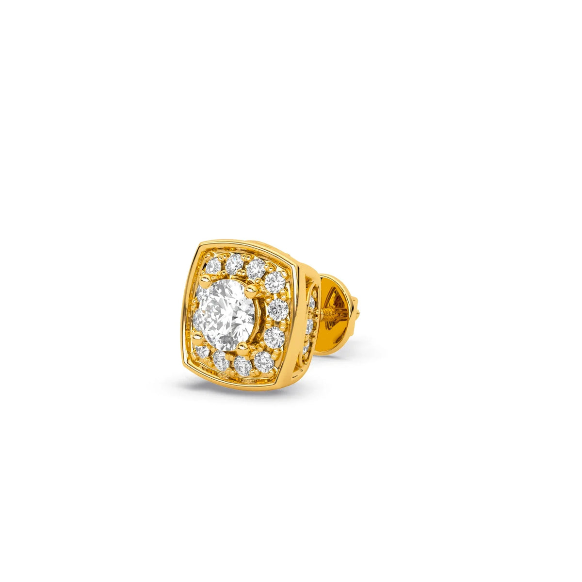 Halo Diamond Square Stud Earrings