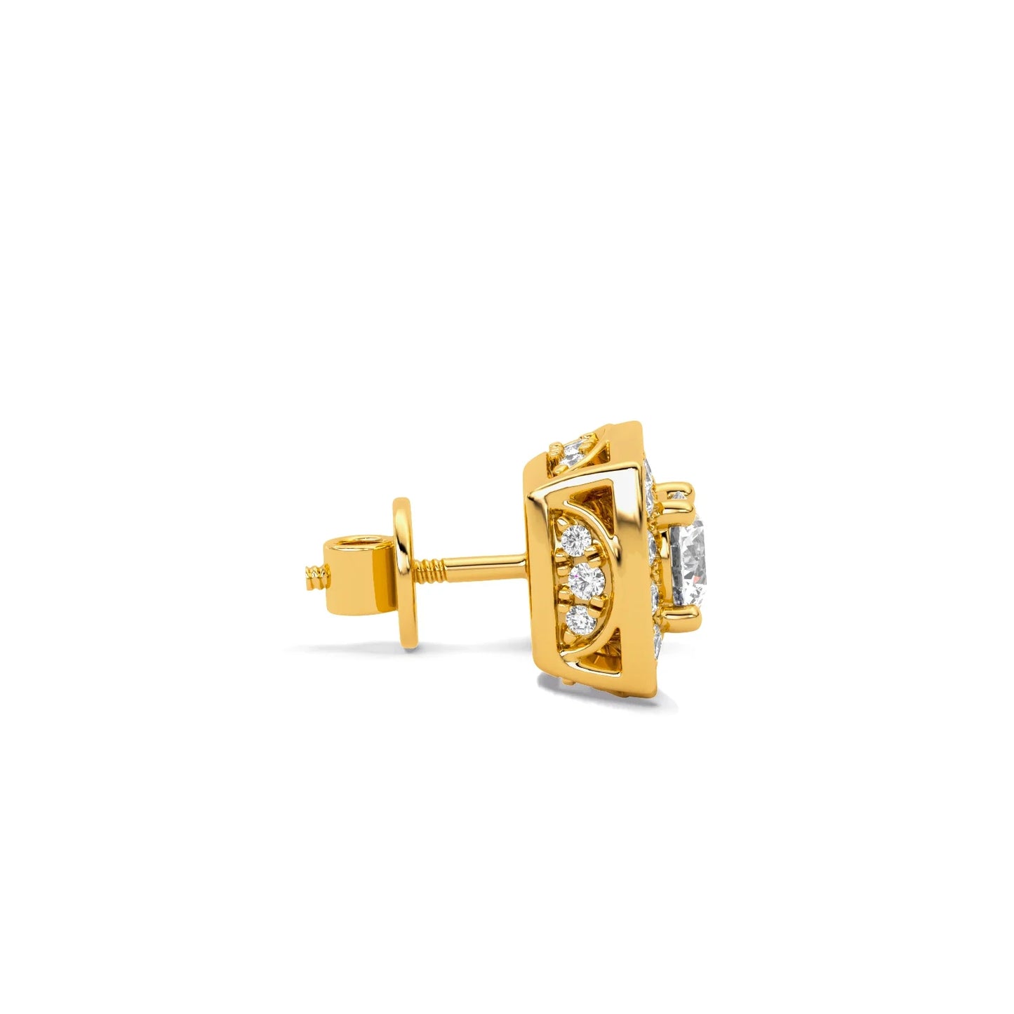 Halo Diamond Square Stud Earrings
