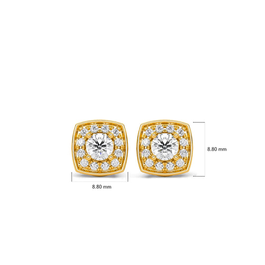 Halo Diamond Square Stud Earrings