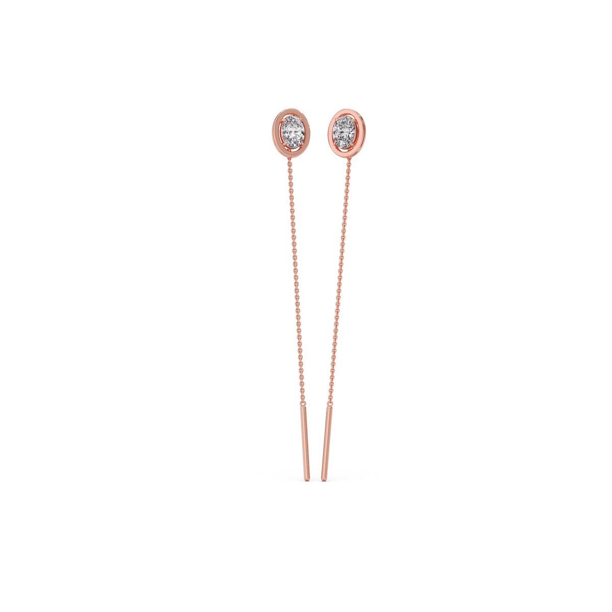 Minimalist Oval Diamond Sui-Dhaga Earrings