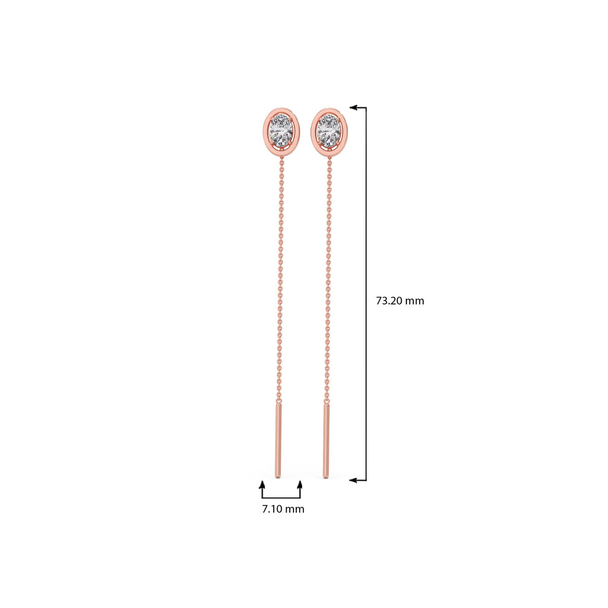 Minimalist Oval Diamond Sui-Dhaga Earrings