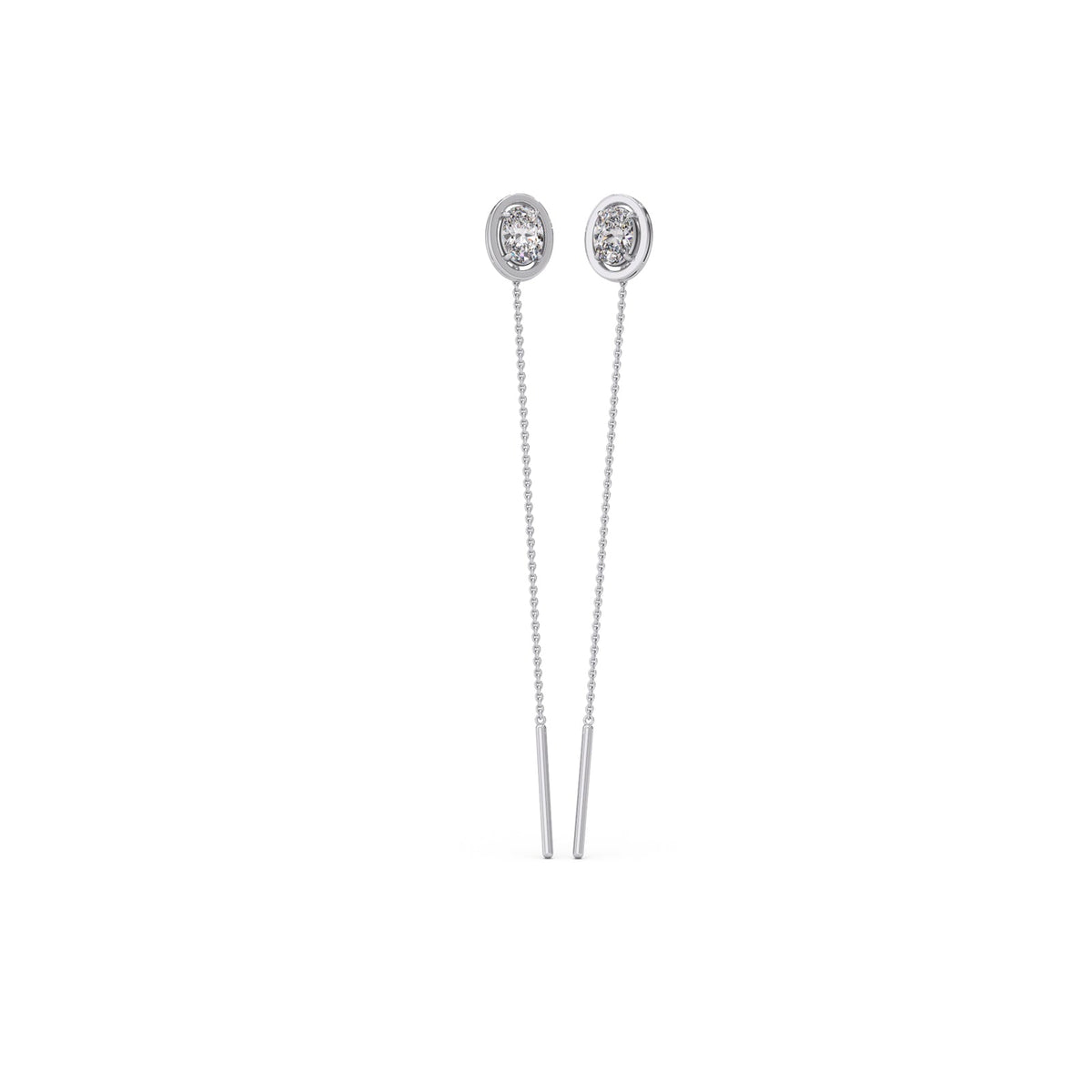 Minimalist Oval Diamond Sui-Dhaga Earrings