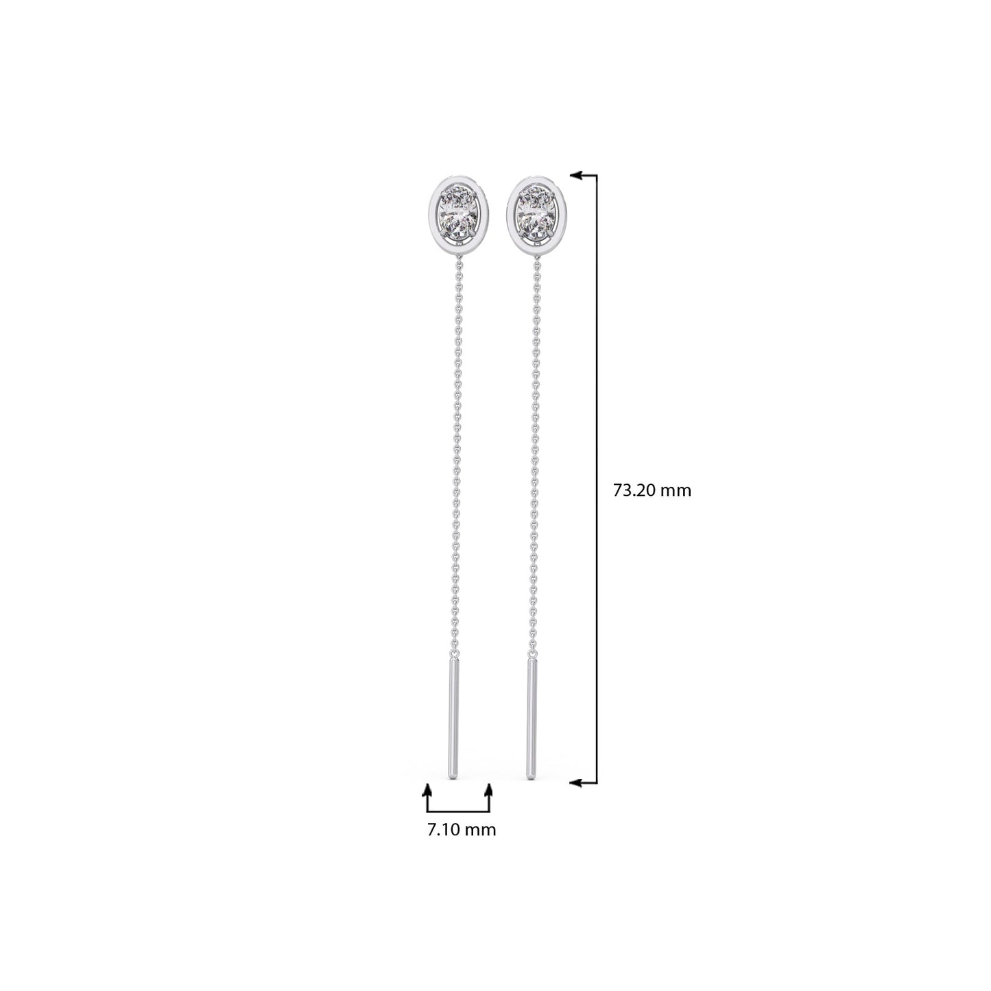 Minimalist Oval Diamond Sui-Dhaga Earrings
