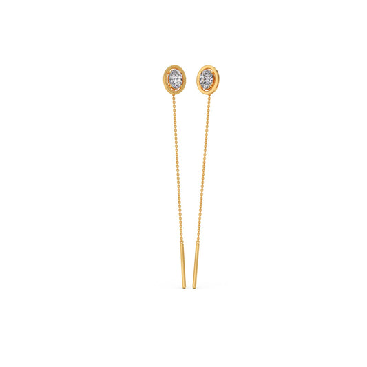 Minimalist Oval Diamond Sui-Dhaga Earrings