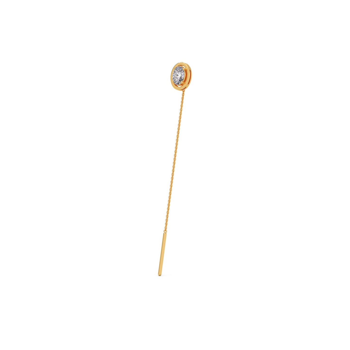 Minimalist Oval Diamond Sui-Dhaga Earrings