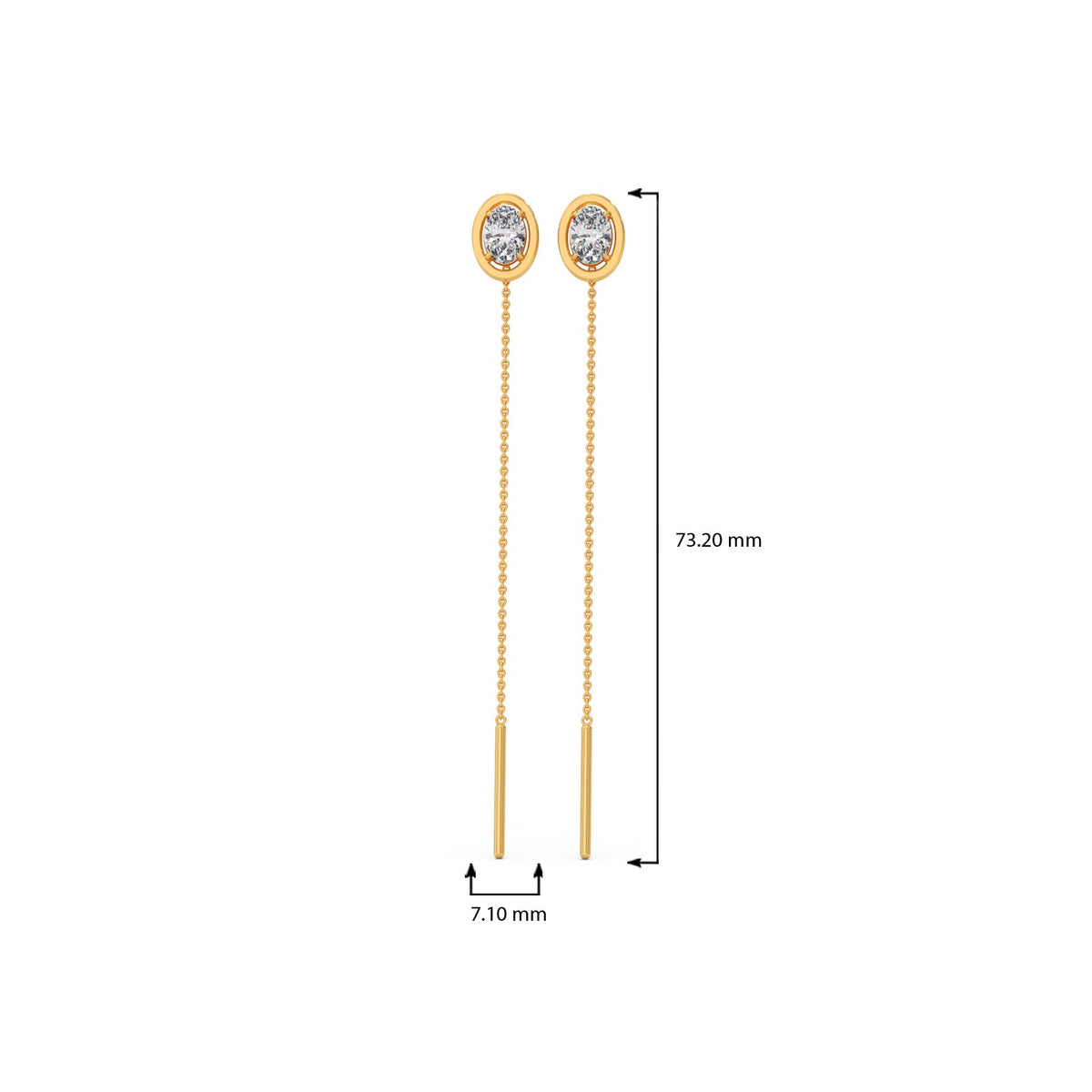 Minimalist Oval Diamond Sui-Dhaga Earrings