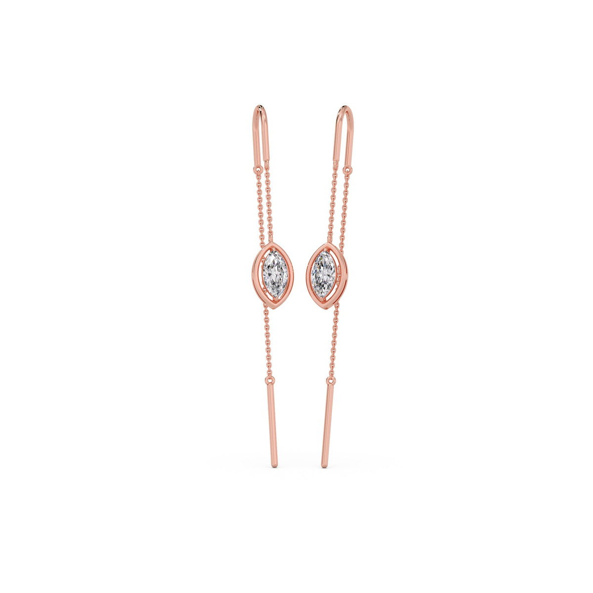 Marquise-Cut Bezel Diamond Threader Earrings