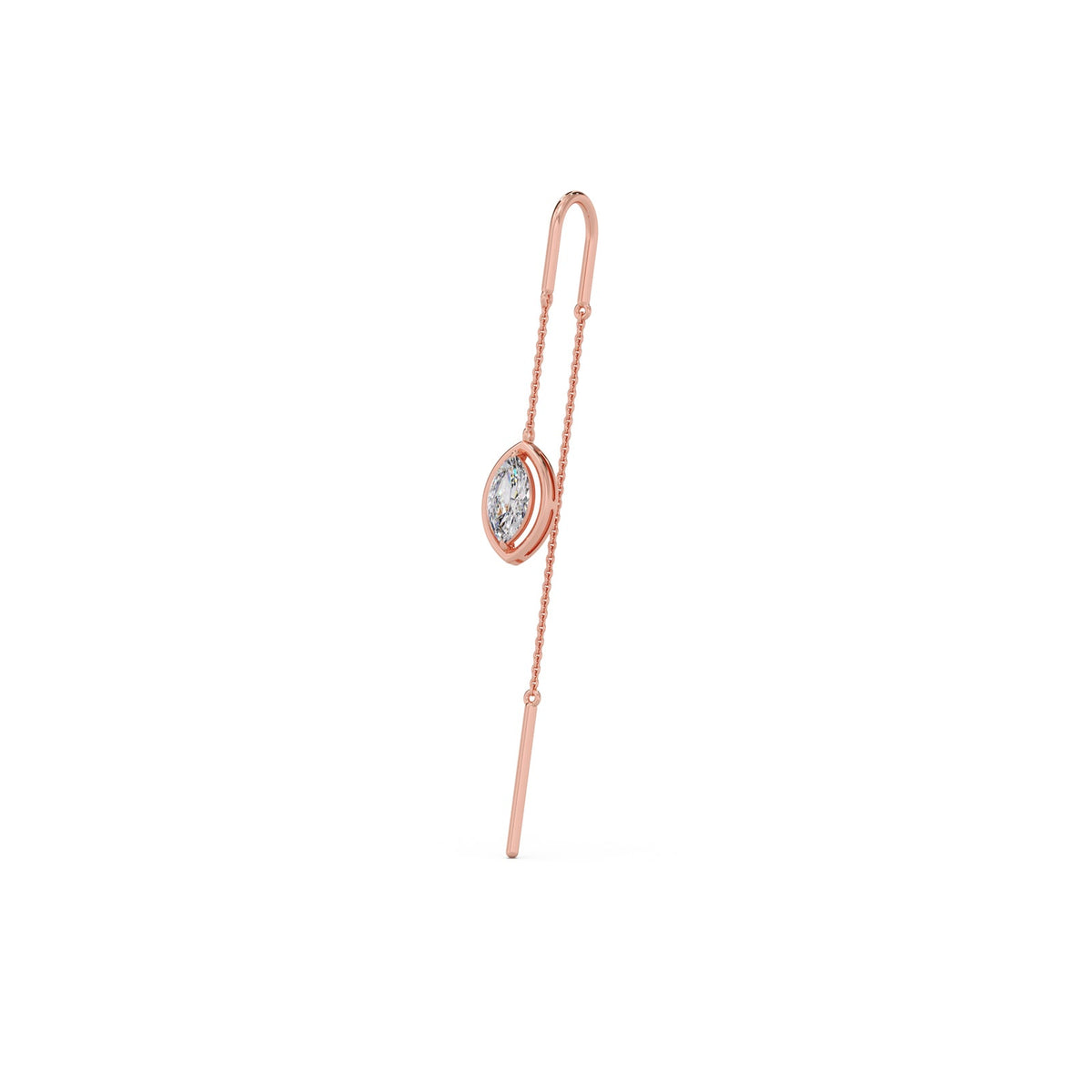 Marquise-Cut Bezel Diamond Threader Earrings