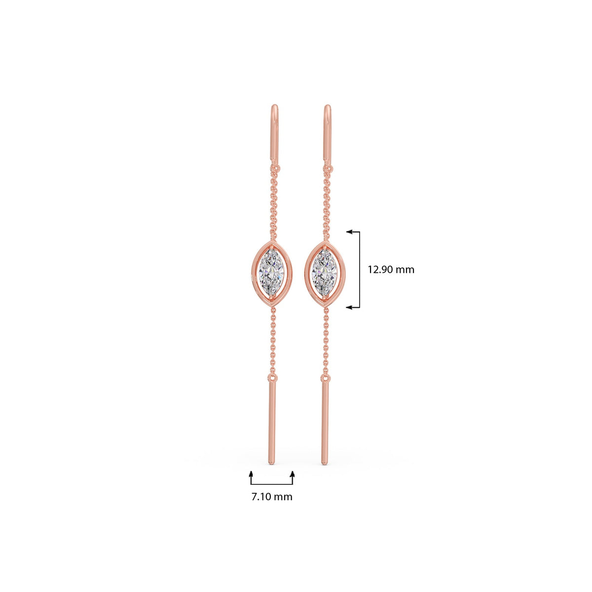 Marquise-Cut Bezel Diamond Threader Earrings