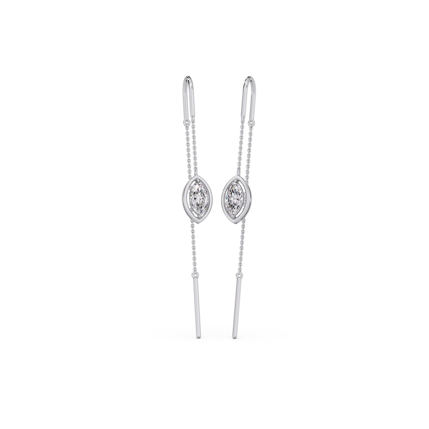 Marquise-Cut Bezel Diamond Threader Earrings