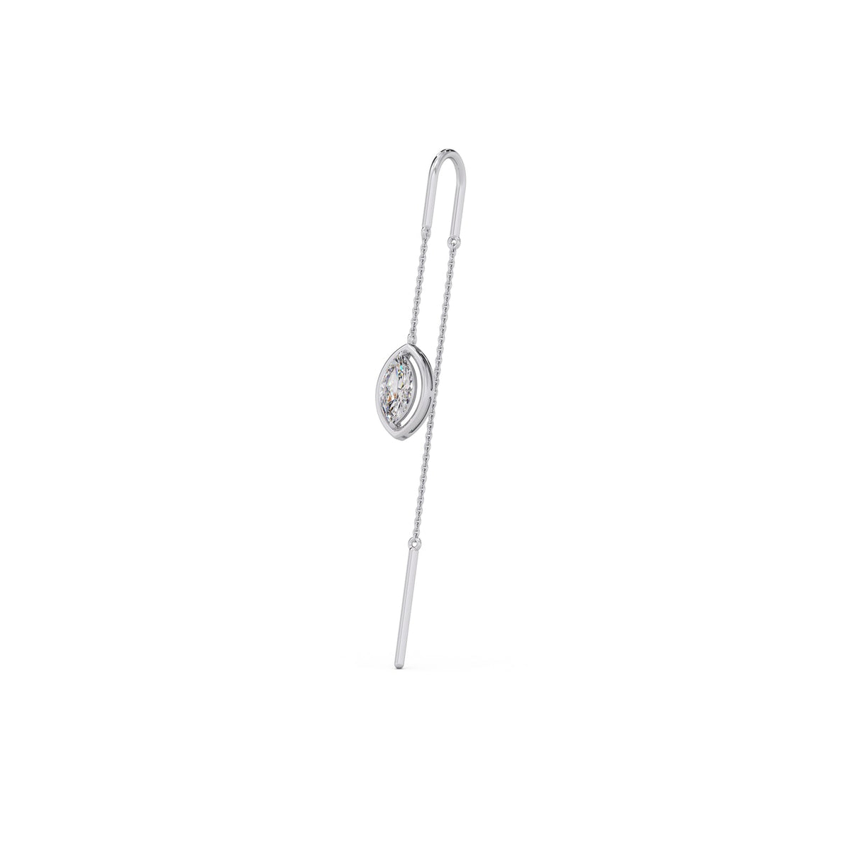 Marquise-Cut Bezel Diamond Threader Earrings