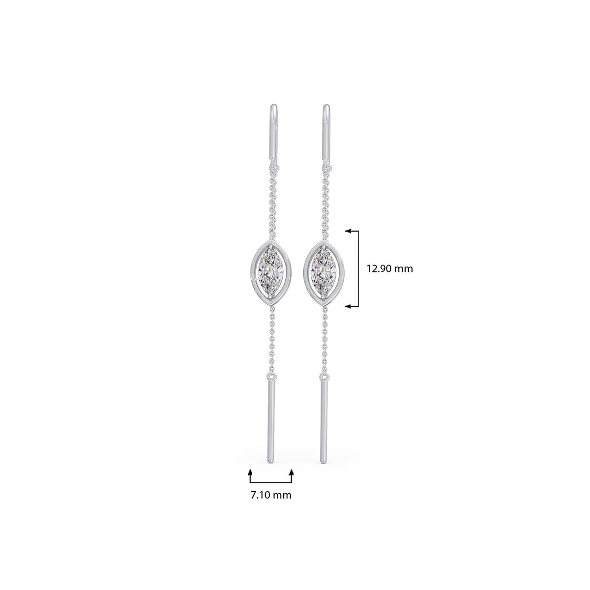 Marquise-Cut Bezel Diamond Threader Earrings