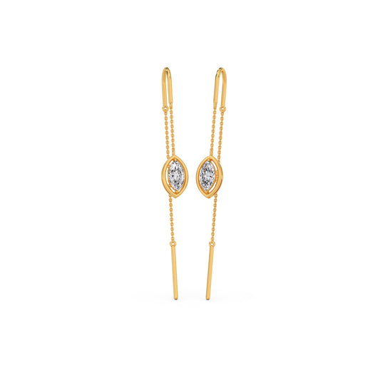 Marquise-Cut Bezel Diamond Threader Earrings