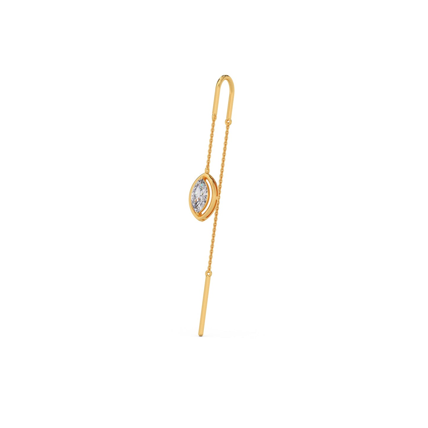 Marquise-Cut Bezel Diamond Threader Earrings