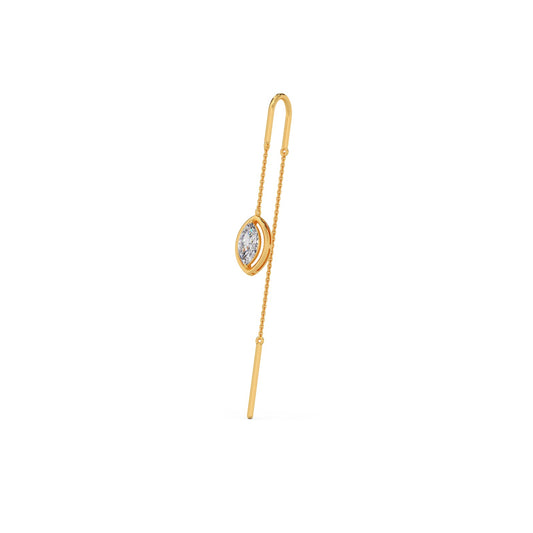 Marquise-Cut Bezel Diamond Threader Earrings