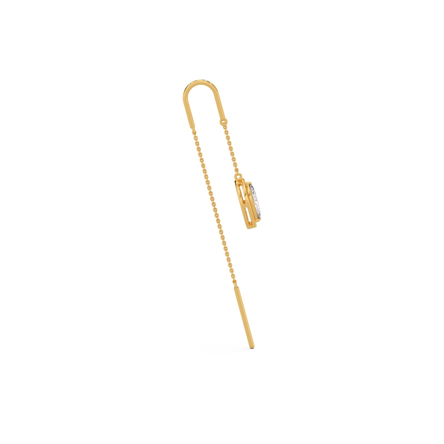 Marquise-Cut Bezel Diamond Threader Earrings