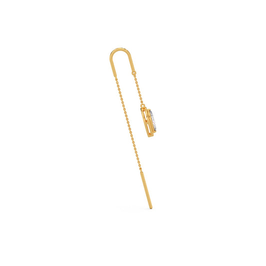 Marquise-Cut Bezel Diamond Threader Earrings