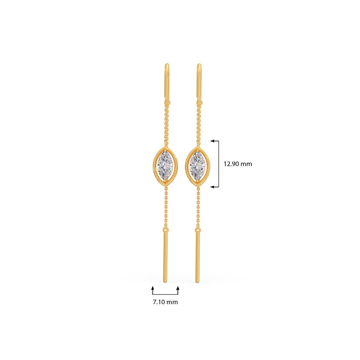 Marquise-Cut Bezel Diamond Threader Earrings