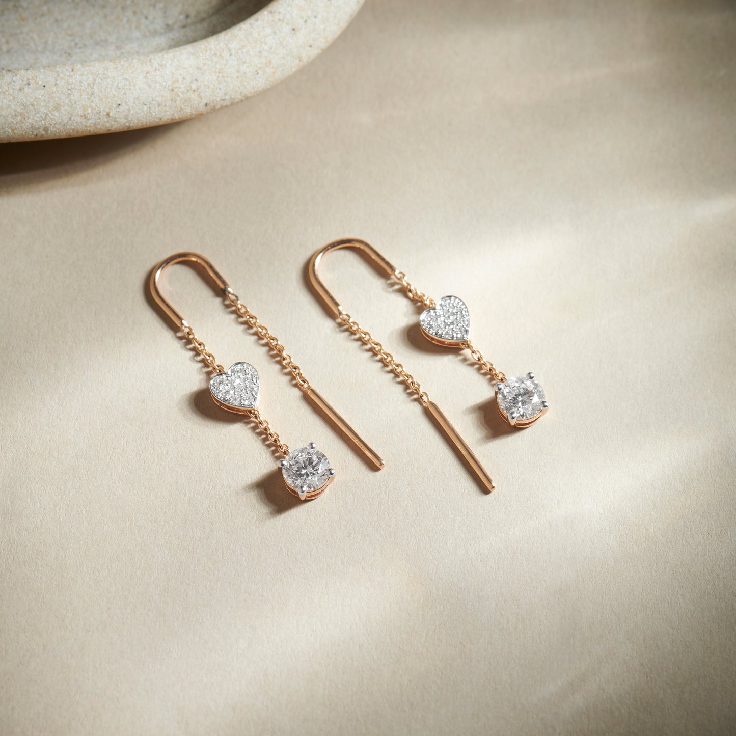 Round-Cut Diamond Threader Earrings