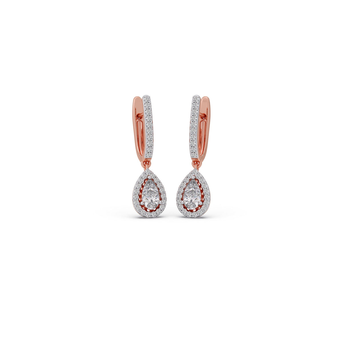 Pear Halo Drop Diamond Earrings