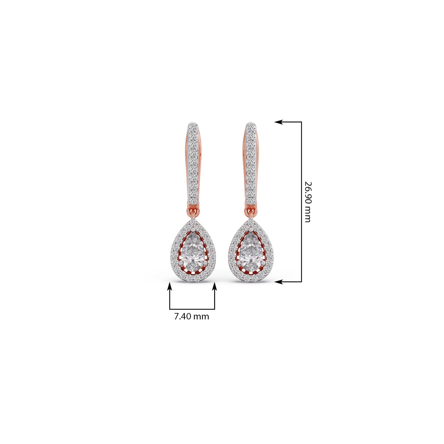 Pear Halo Drop Diamond Earrings