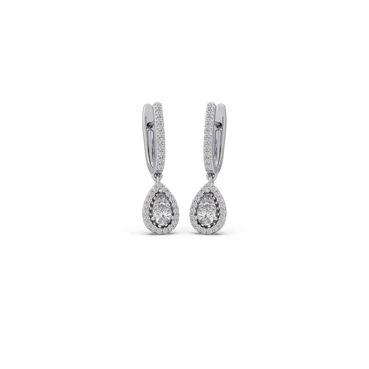 Pear Halo Drop Diamond Earrings