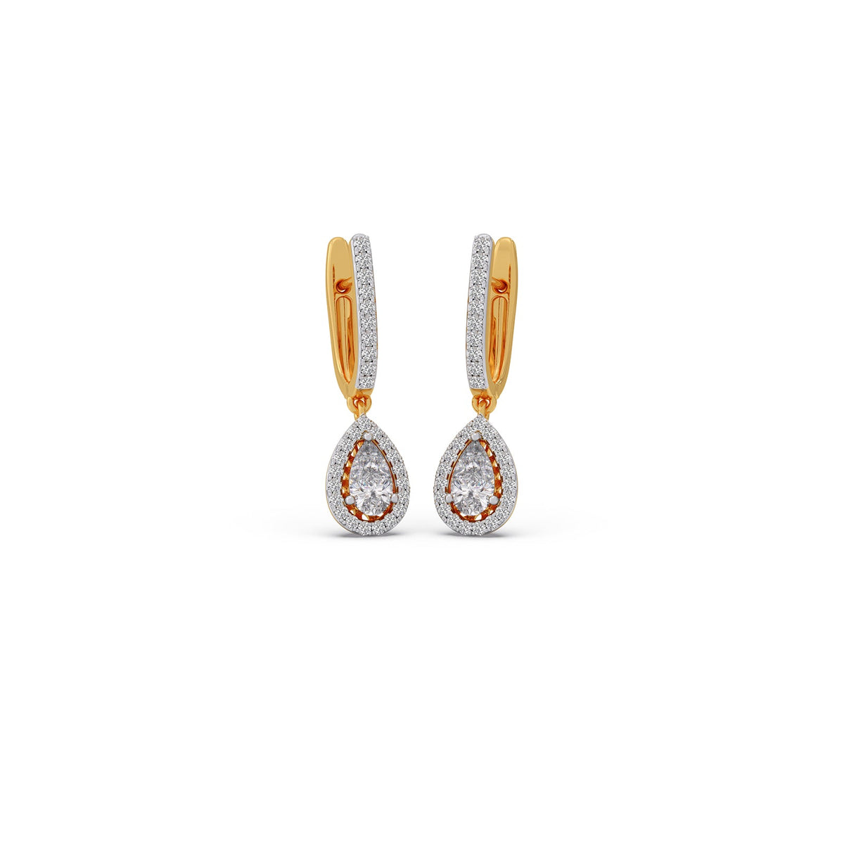 Pear Halo Drop Diamond Earrings