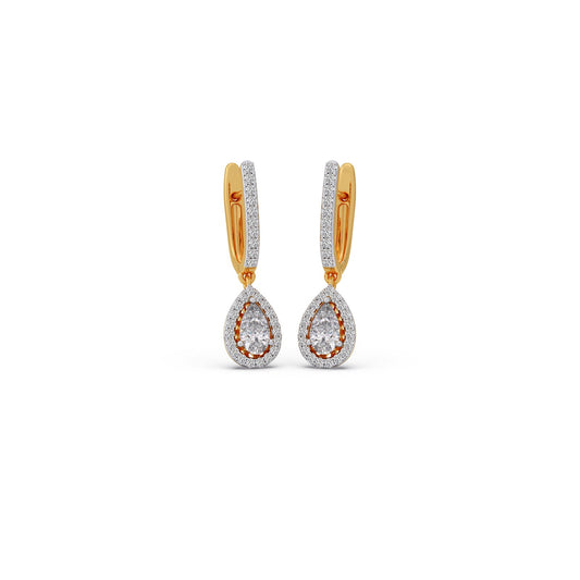 Pear Halo Drop Diamond Earrings