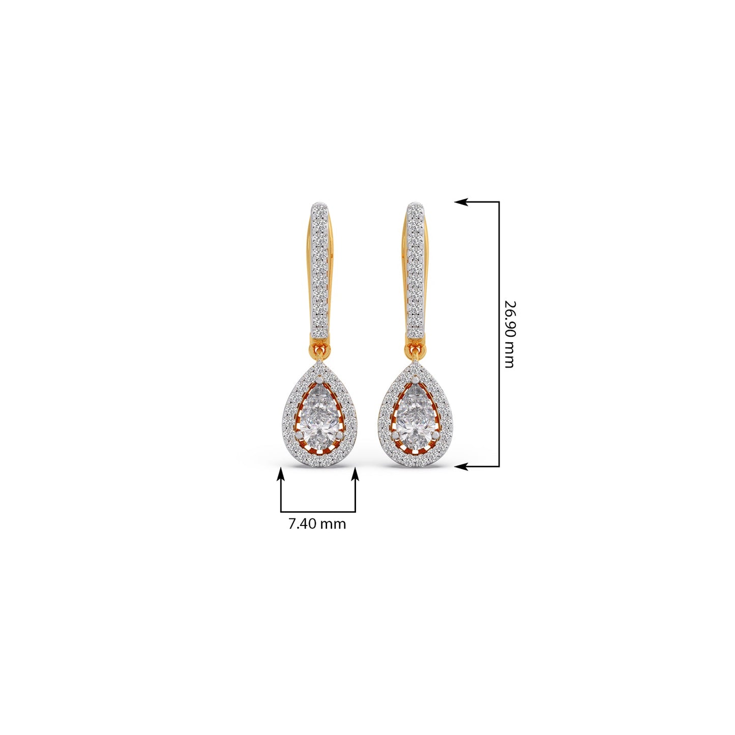 Pear Halo Drop Diamond Earrings