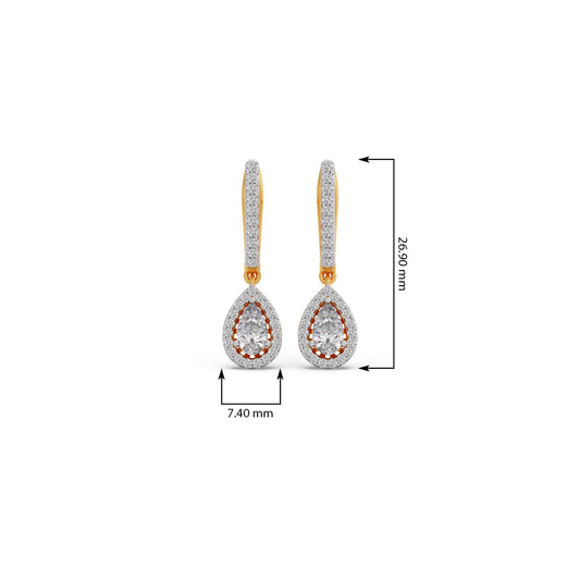 Pear Halo Drop Diamond Earrings
