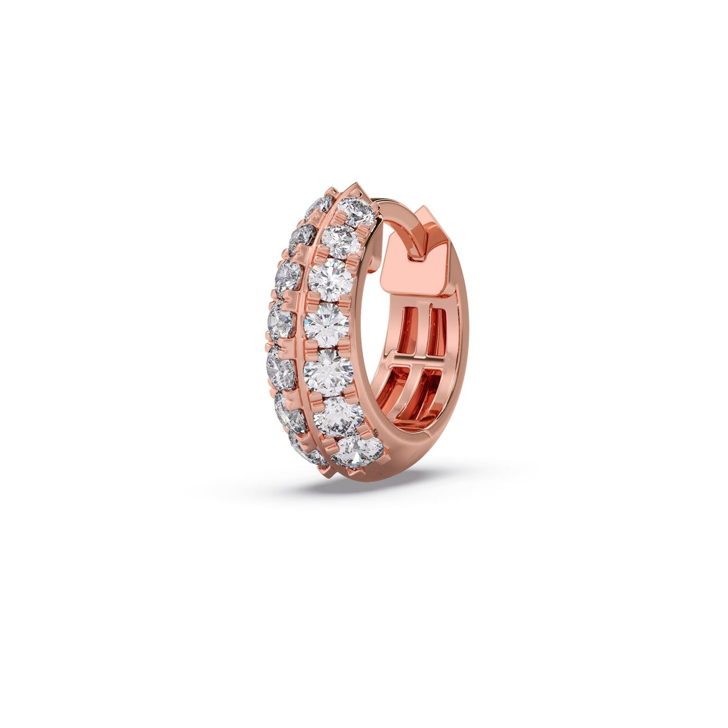 Two-Row Round Diamond Huggie Earrings