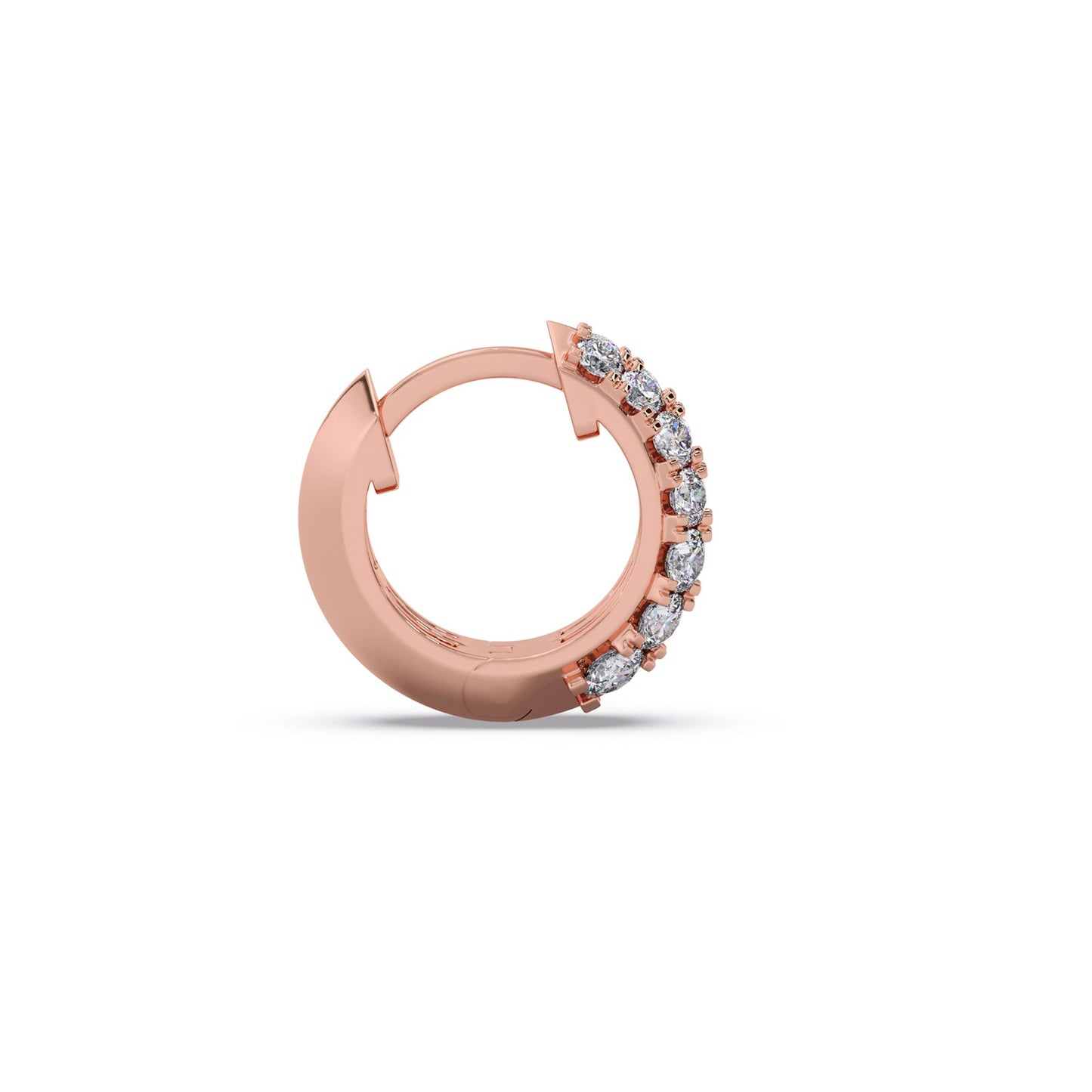 Two-Row Round Diamond Huggie Earrings