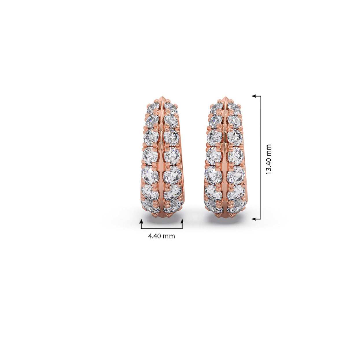 Two-Row Round Diamond Huggie Earrings