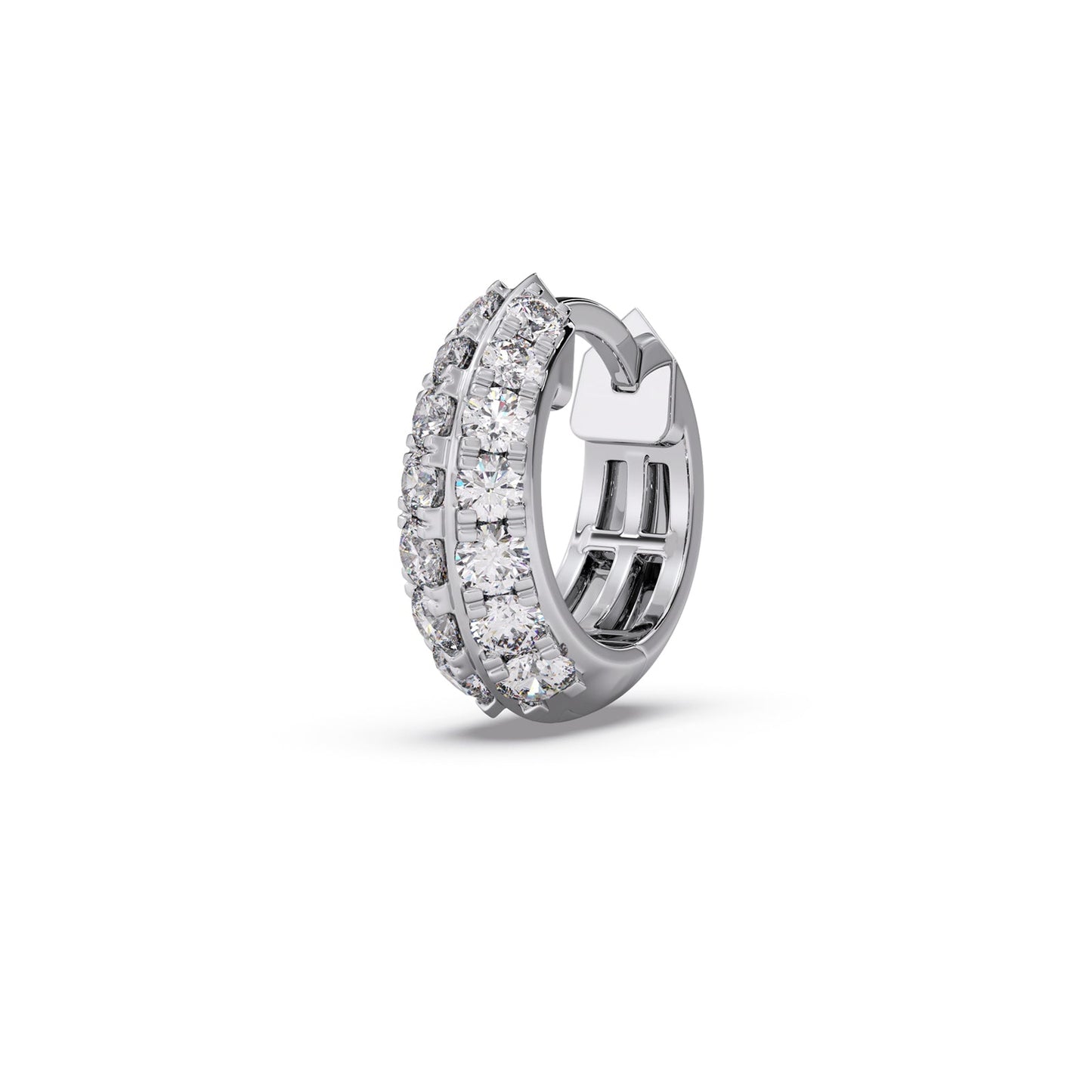 Two-Row Round Diamond Huggie Earrings